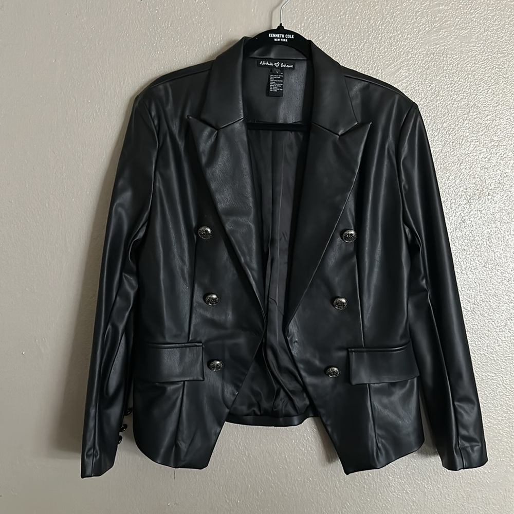 Faux leather blazer